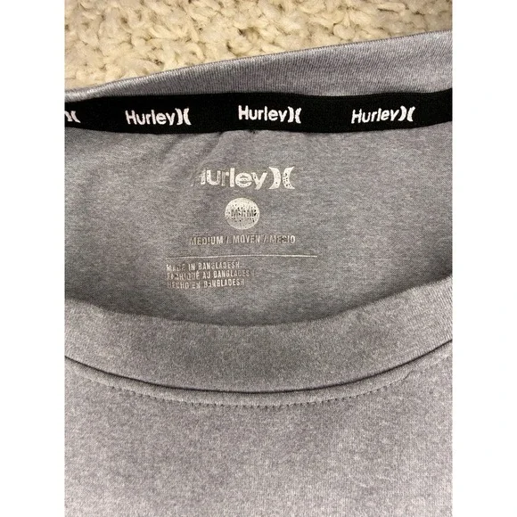 Hurley T Shirt Men's Size Medium Gray Short Sleeve Tee Ultra-Soft Crew Neck - Picture 3 of 6